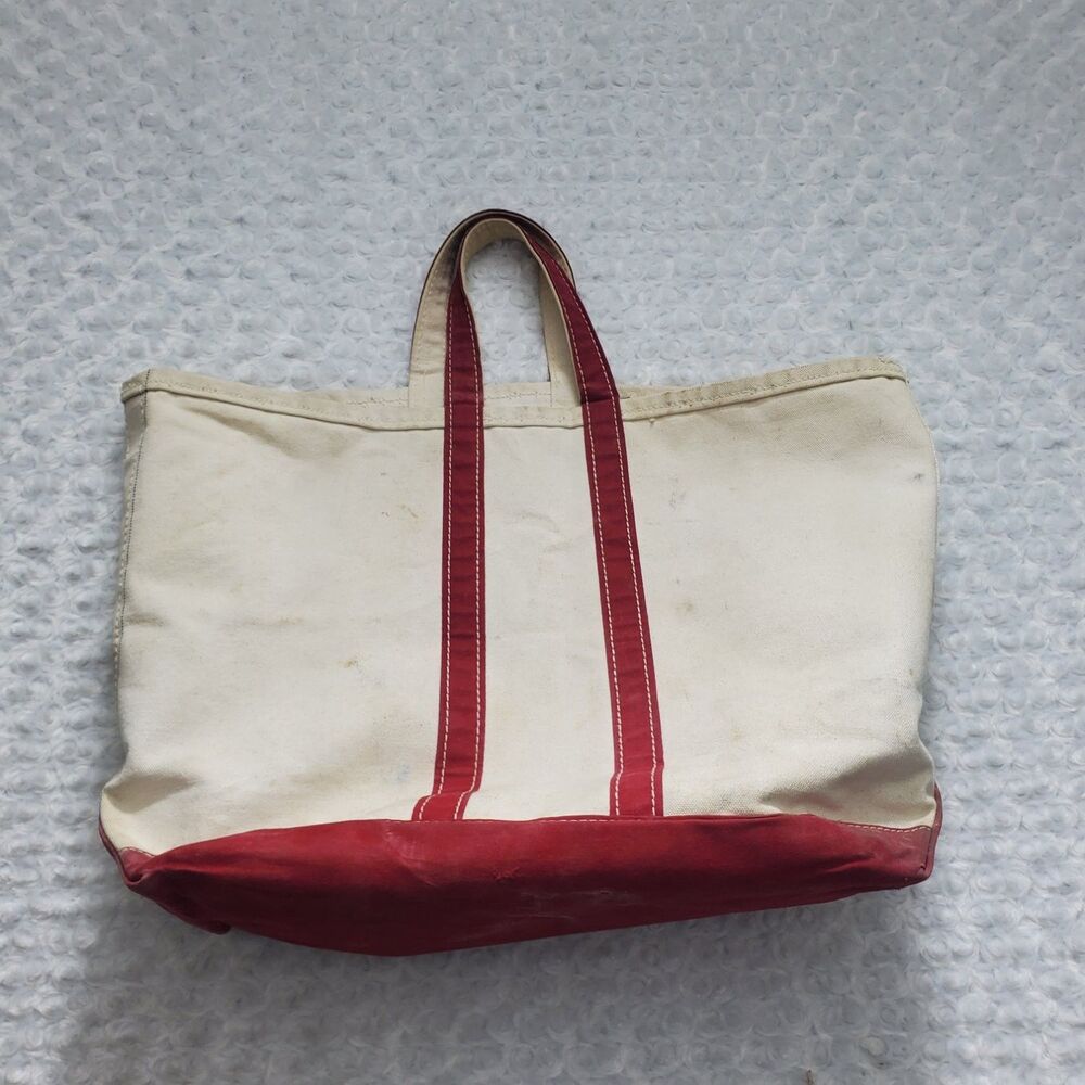 L.L. Bean Boat And Tote Canvas Bag XL Red Dual Carry Handles Unisex 1980s